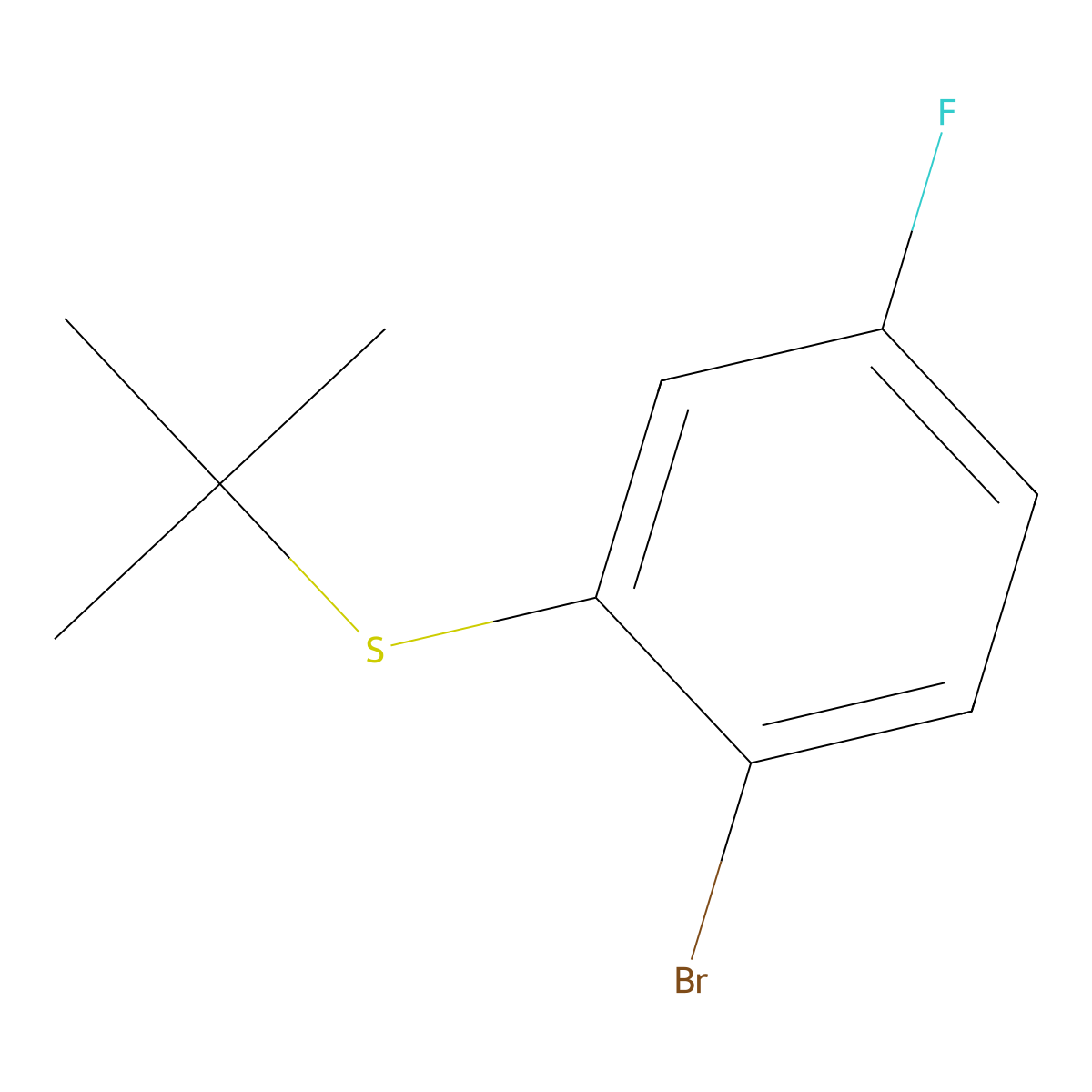 (2-Bromo-5-fluorophenyl)(tert-butyl)sulfane molecular structure, CAS 3002435-94-8