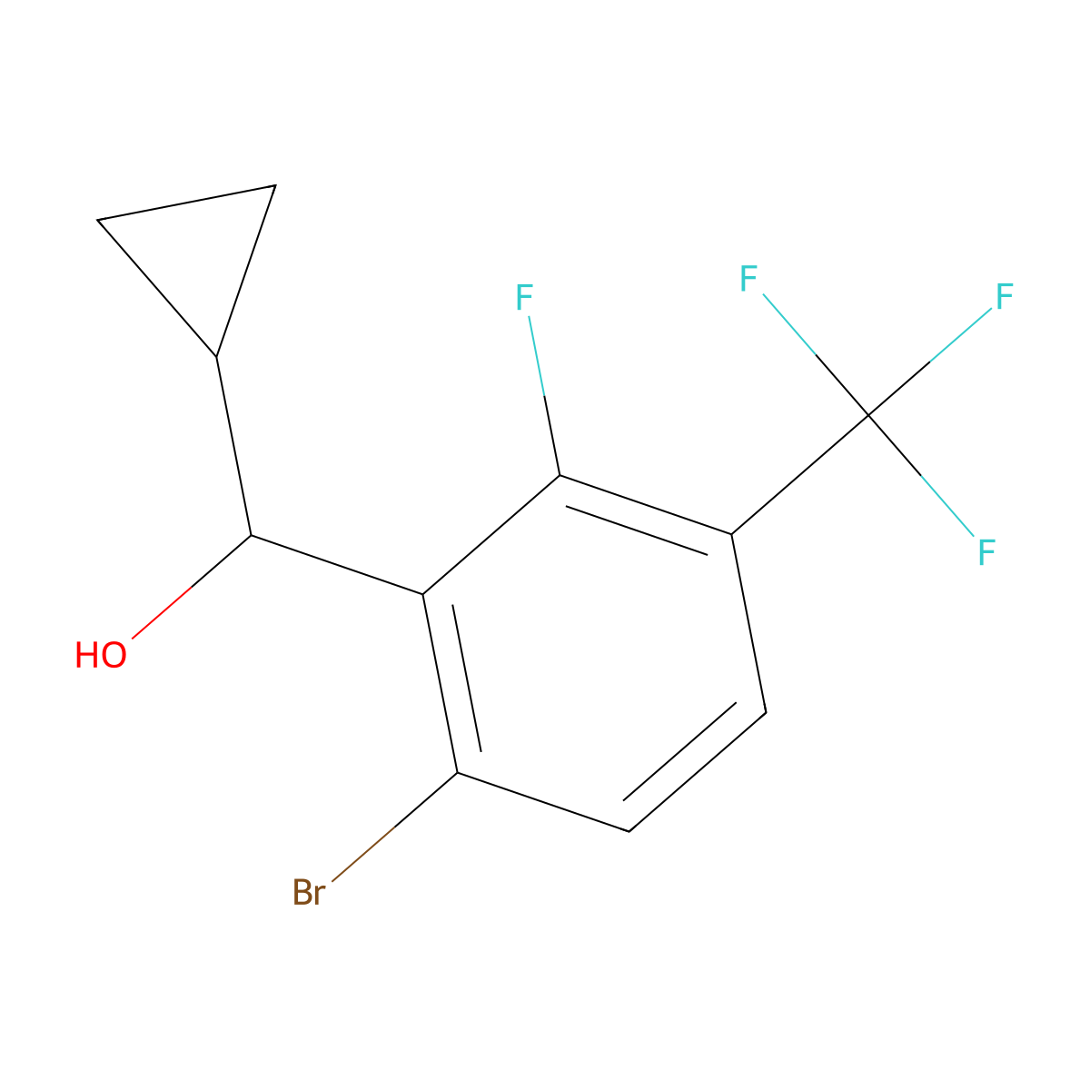 (6-Bromo-2-fluoro-3-(trifluoromethyl)phenyl)(cyclopropyl)methanol molecular structure, CAS 3002436-76-9