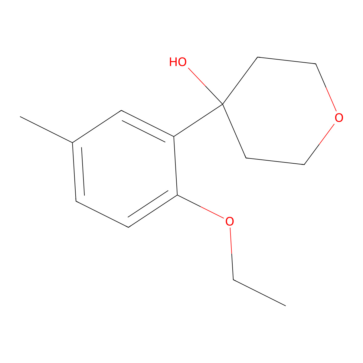 4-(2-ethoxy-5-methylphenyl)tetrahydro-2H-pyran-4-ol molecular structure, CAS 3002437-12-6