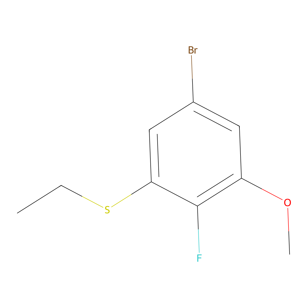 (5-Bromo-2-fluoro-3-methoxyphenyl)(ethyl)sulfane molecular structure, CAS 3002437-43-3