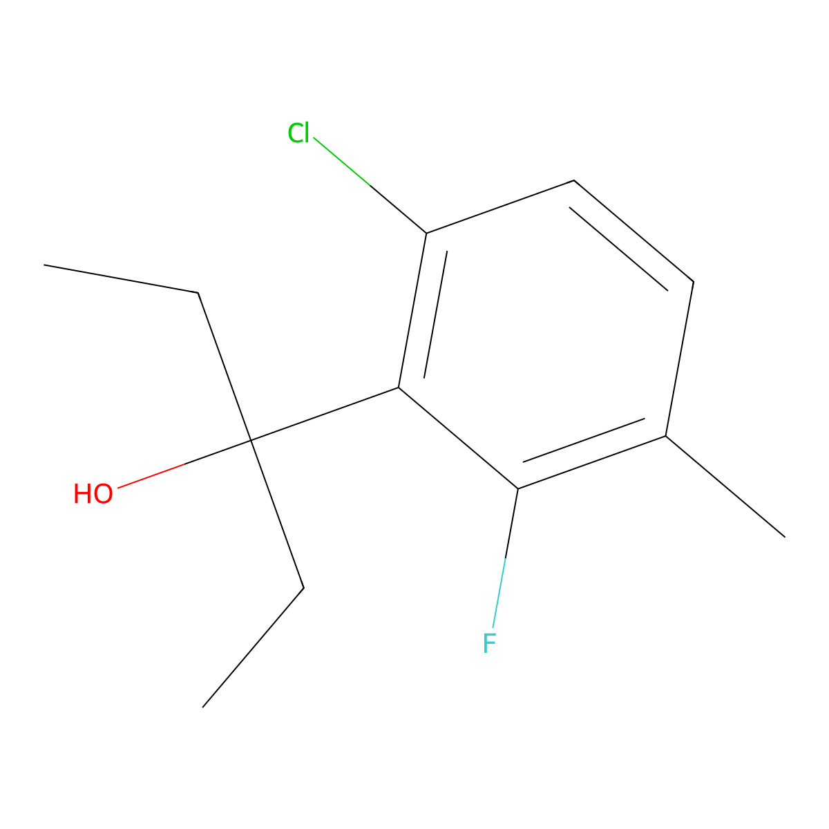3-(6-Chloro-2-fluoro-3-methylphenyl)pentan-3-ol molecular structure, CAS 3002438-29-8