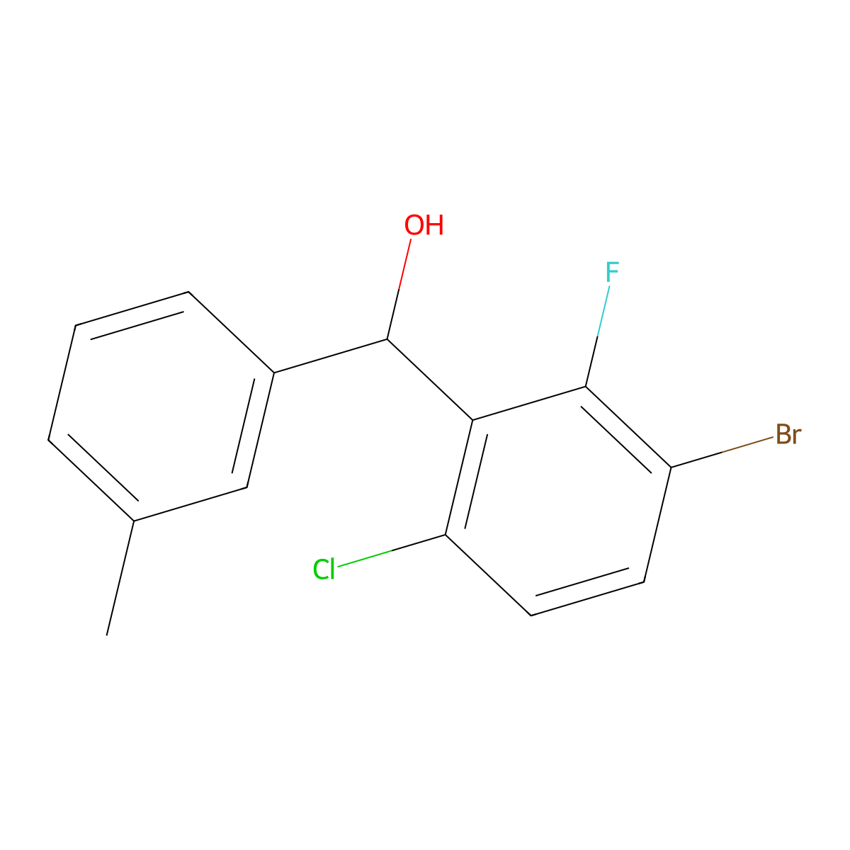 (3-Bromo-6-chloro-2-fluorophenyl)(m-tolyl)methanol molecular structure, CAS 3002439-50-8