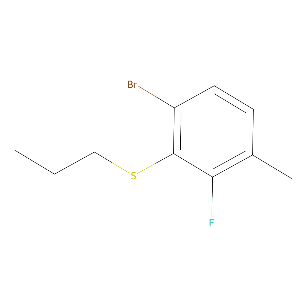 (6-Bromo-2-fluoro-3-methylphenyl)(propyl)sulfane molecular structure, CAS 3002439-59-7