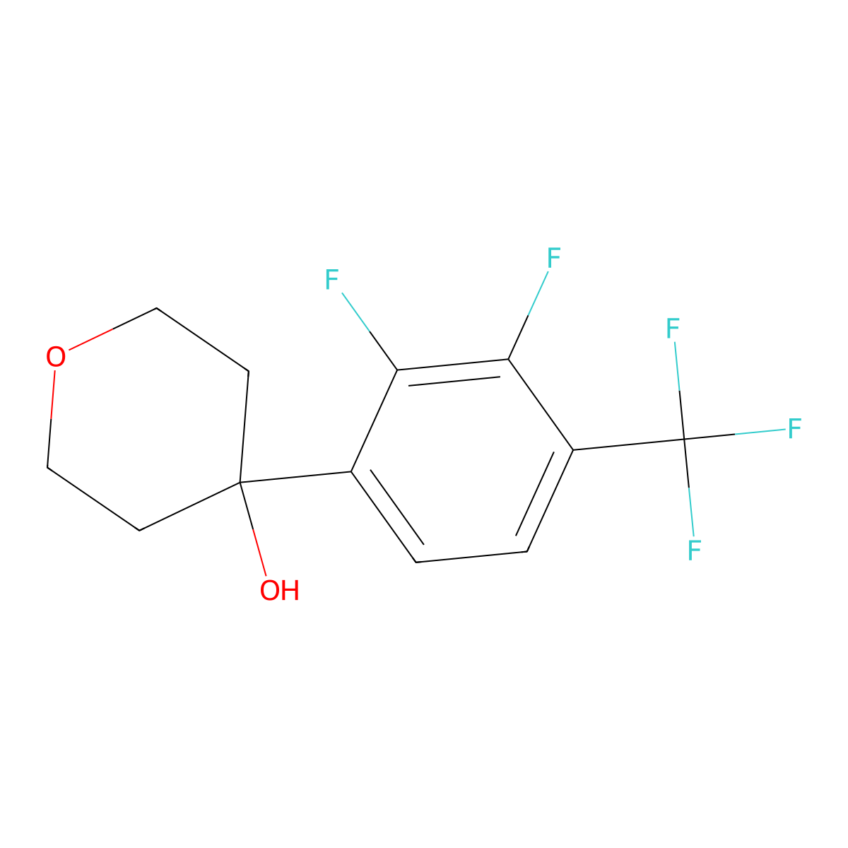 4-(2,3-difluoro-4-(trifluoromethyl)phenyl)tetrahydro-2H-pyran-4-ol molecular structure, CAS 3002439-65-5