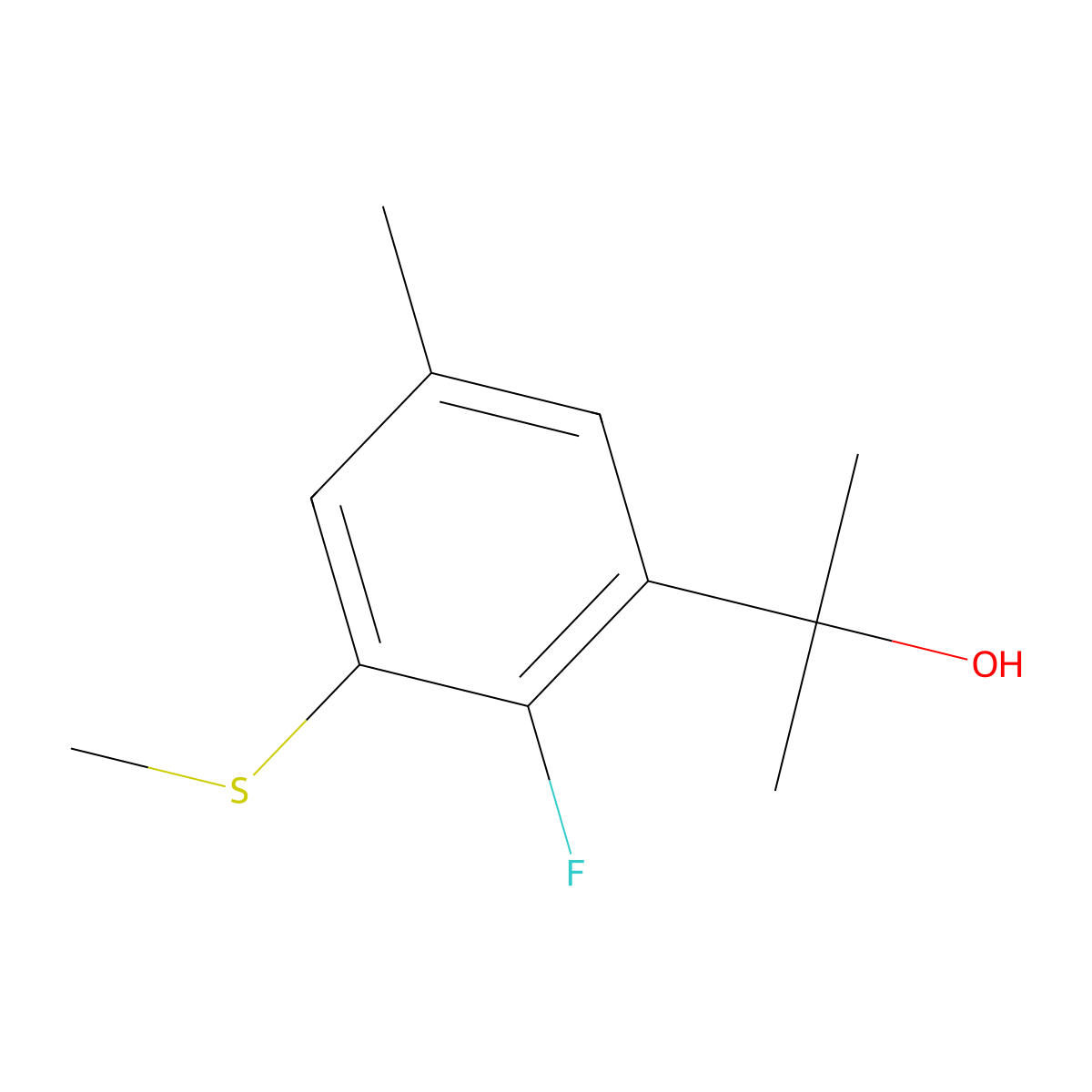 2-(2-Fluoro-5-methyl-3-(methylthio)phenyl)propan-2-ol molecular structure, CAS 3002439-94-0
