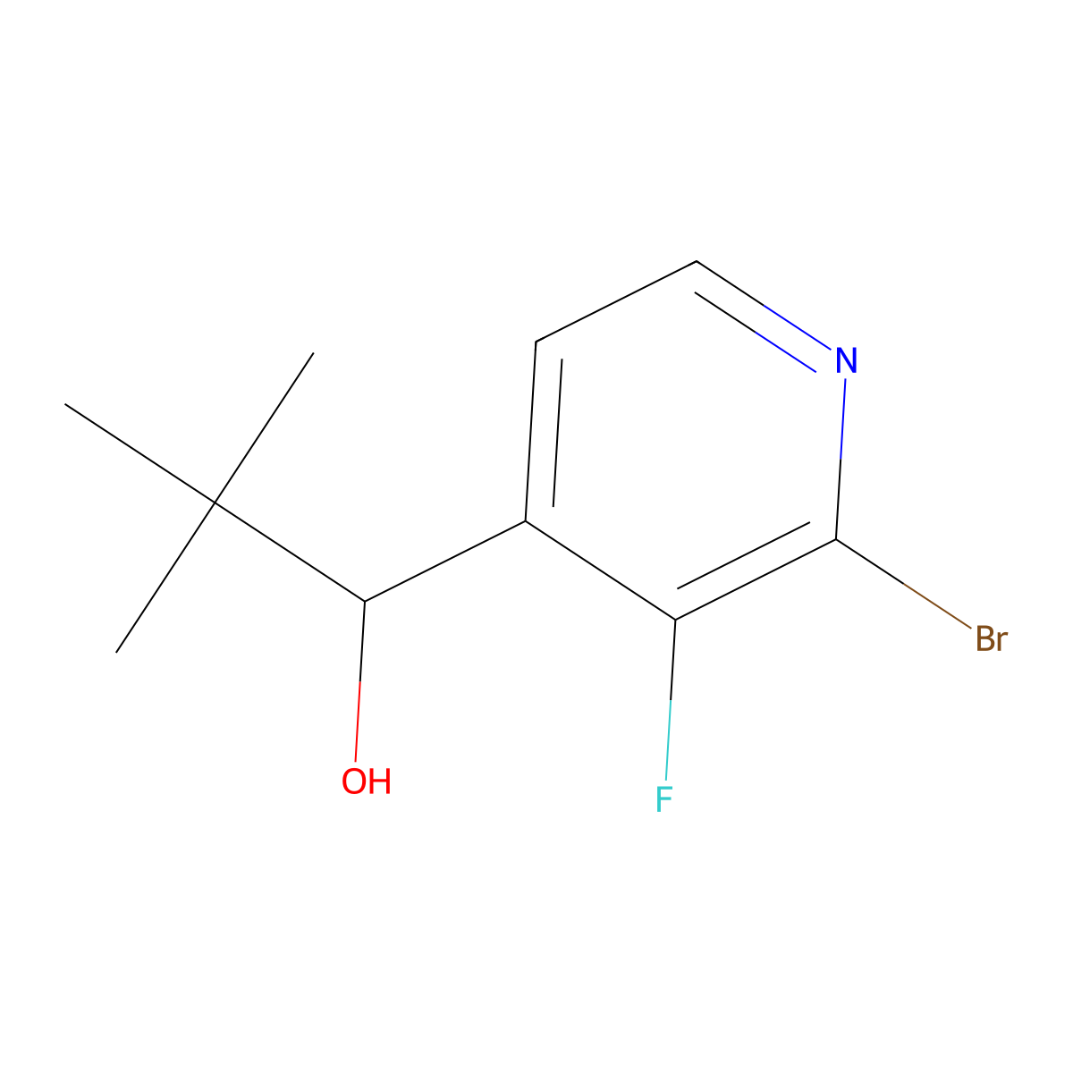 1-(2-Bromo-3-fluoropyridin-4-yl)-2,2-dimethylpropan-1-ol molecular structure, CAS 3002440-49-2