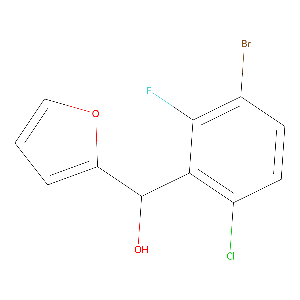 (3-Bromo-6-chloro-2-fluorophenyl)(furan-2-yl)methanol molecular structure, CAS 3002440-93-6