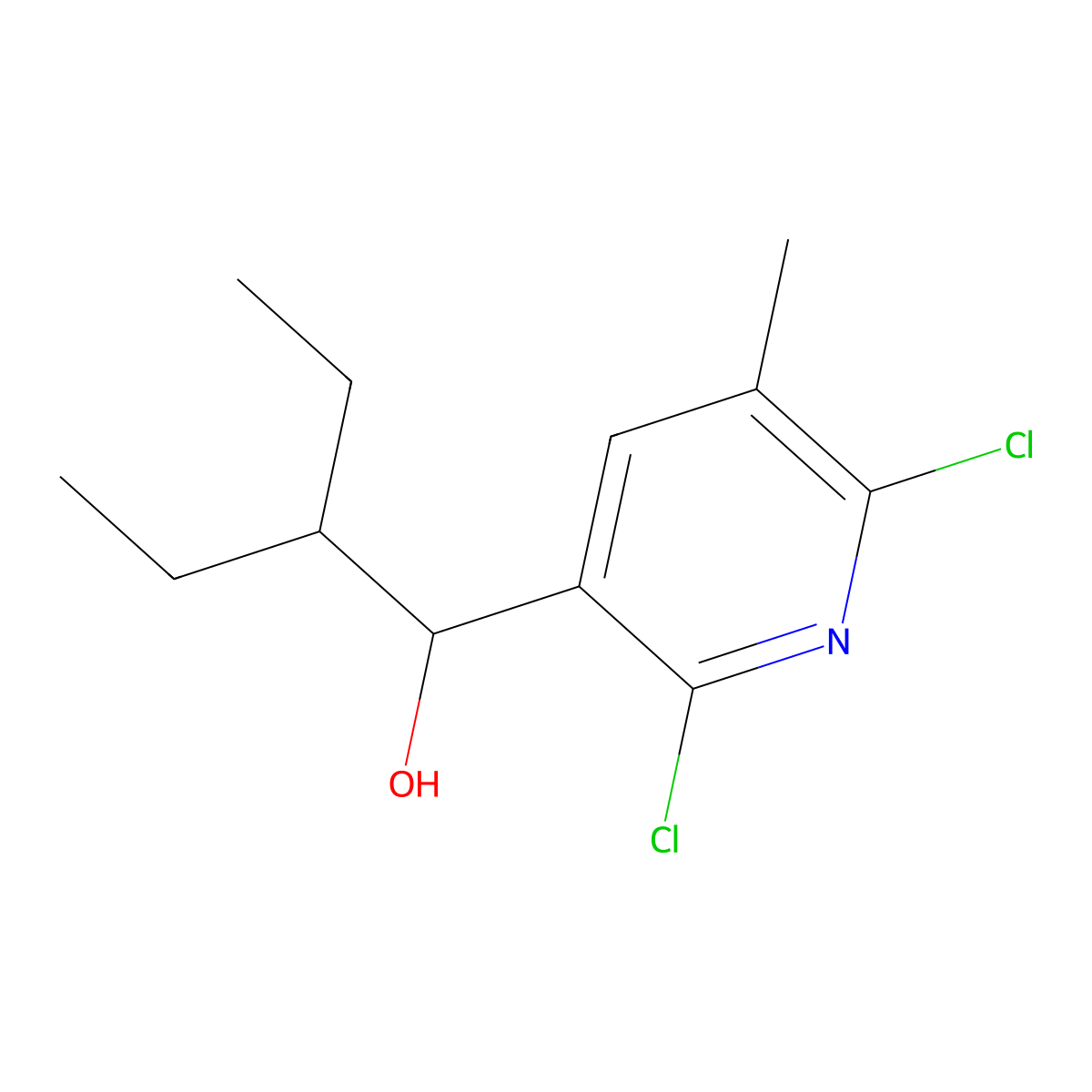 1-(2,6-Dichloro-5-methylpyridin-3-yl)-2-ethylbutan-1-ol molecular structure, CAS 3002441-05-3
