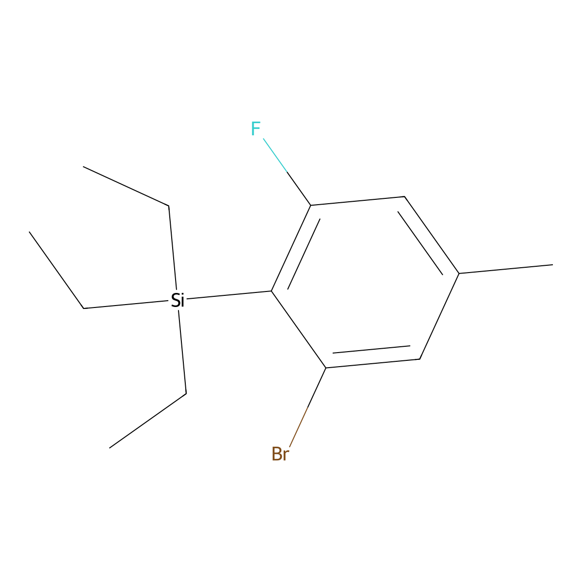 (2-Bromo-6-fluoro-4-methylphenyl)triethylsilane molecular structure, CAS 3002441-40-6