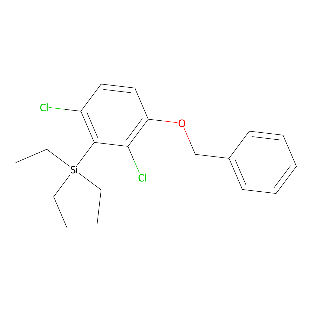 (3-(Benzyloxy)-2,6-dichlorophenyl)triethylsilane molecular structure, CAS 3002441-54-2