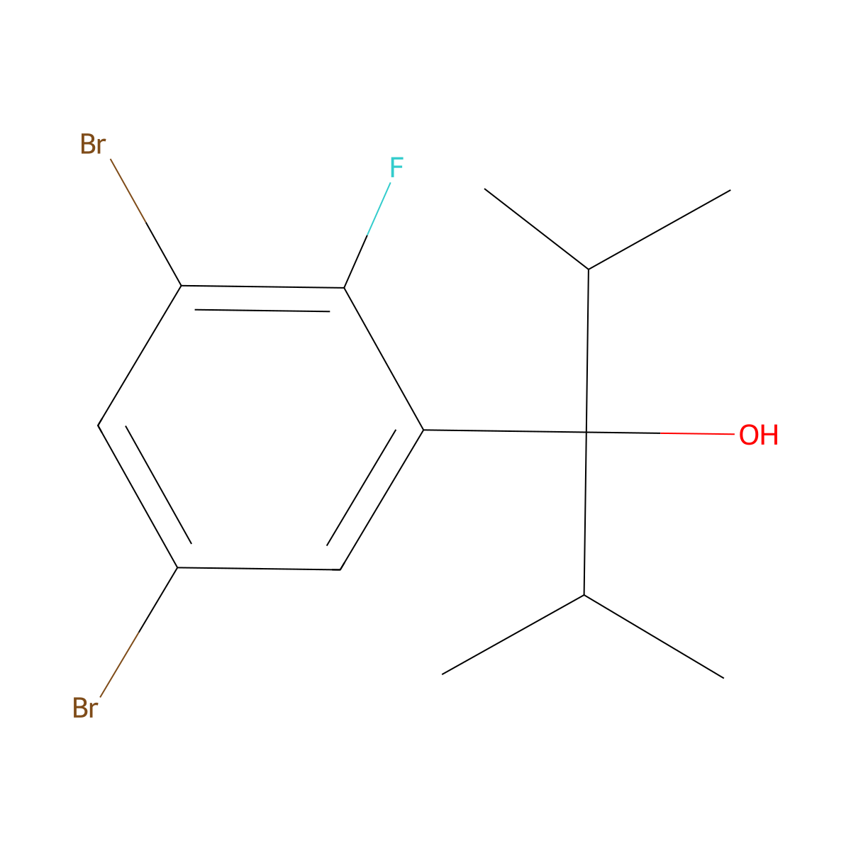 3-(3,5-Dibromo-2-fluorophenyl)-2,4-dimethylpentan-3-ol molecular structure, CAS 3002441-99-5