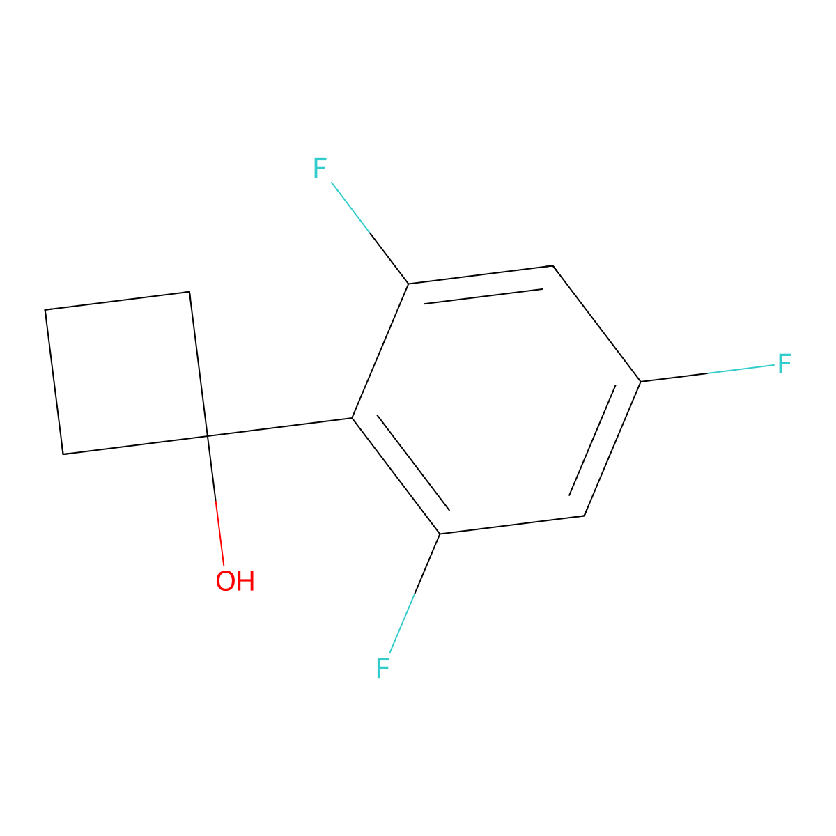1-(2,4,6-Trifluorophenyl)cyclobutanol molecular structure, CAS 3002442-03-4