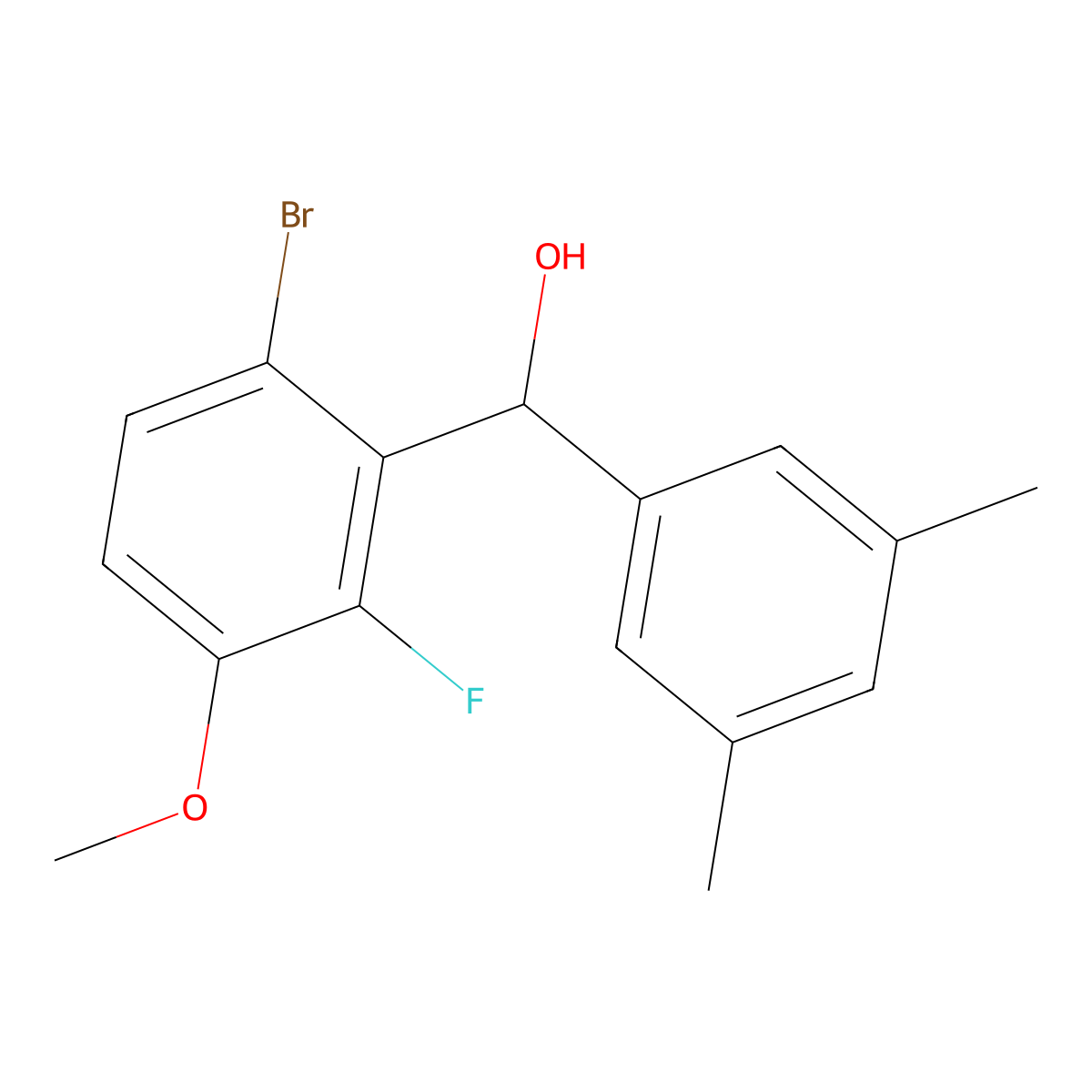 (6-Bromo-2-fluoro-3-methoxyphenyl)(3,5-dimethylphenyl)methanol molecular structure, CAS 3002442-42-1