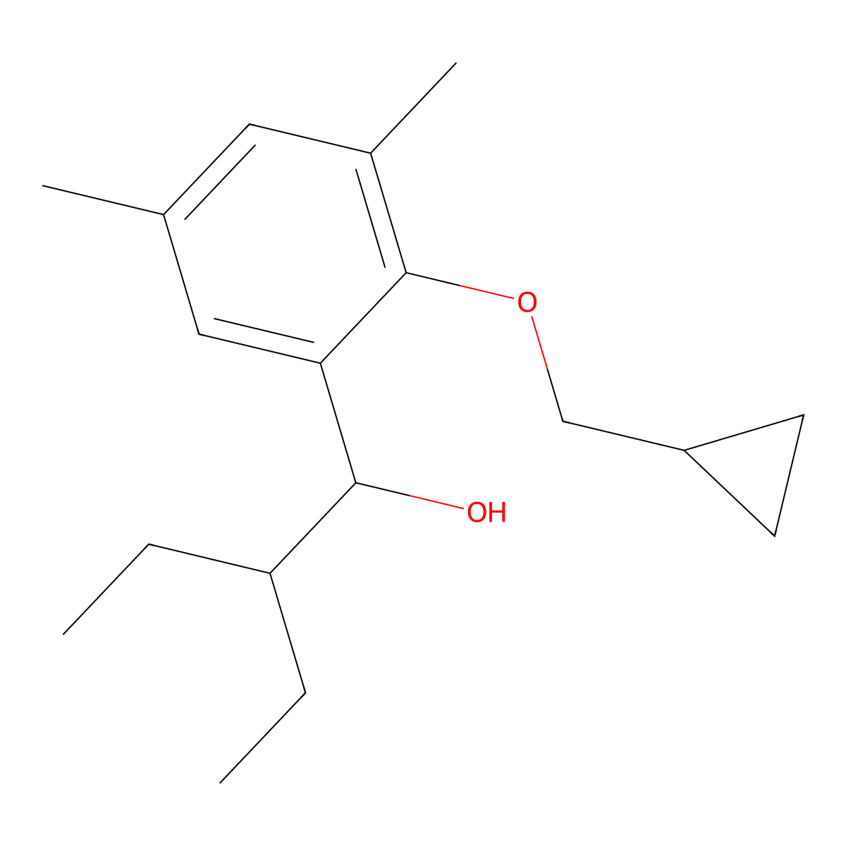 1-(2-(Cyclopropylmethoxy)-3,5-dimethylphenyl)-2-ethylbutan-1-ol molecular structure, CAS 3002442-65-8