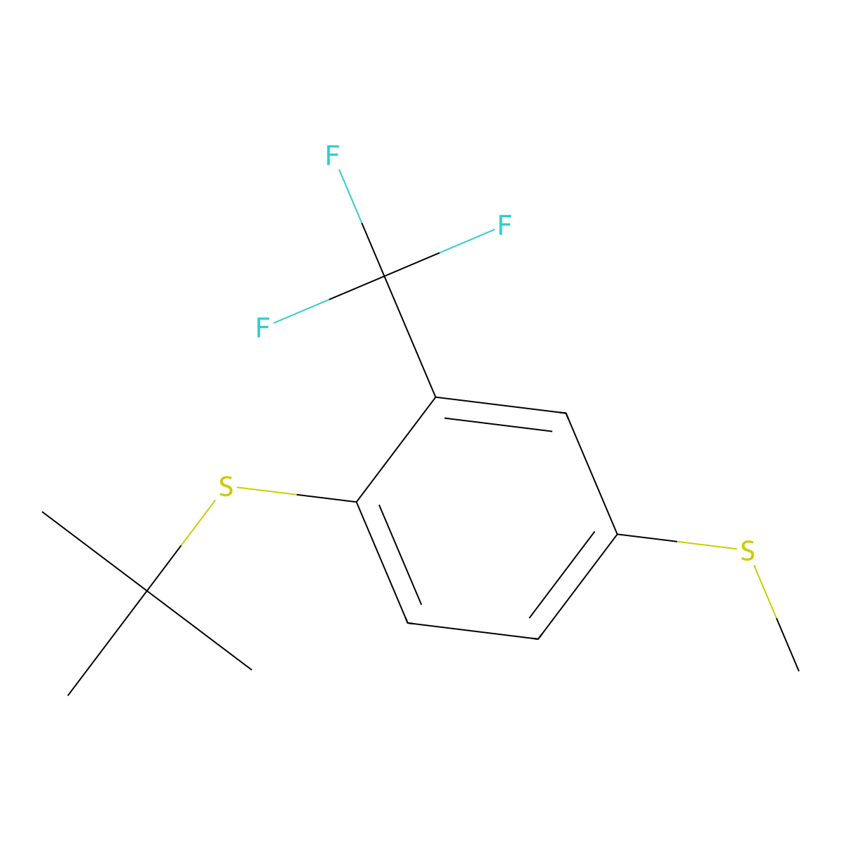 Tert-butyl(4-(methylthio)-2-(trifluoromethyl)phenyl)sulfane molecular structure, CAS 3002443-01-5