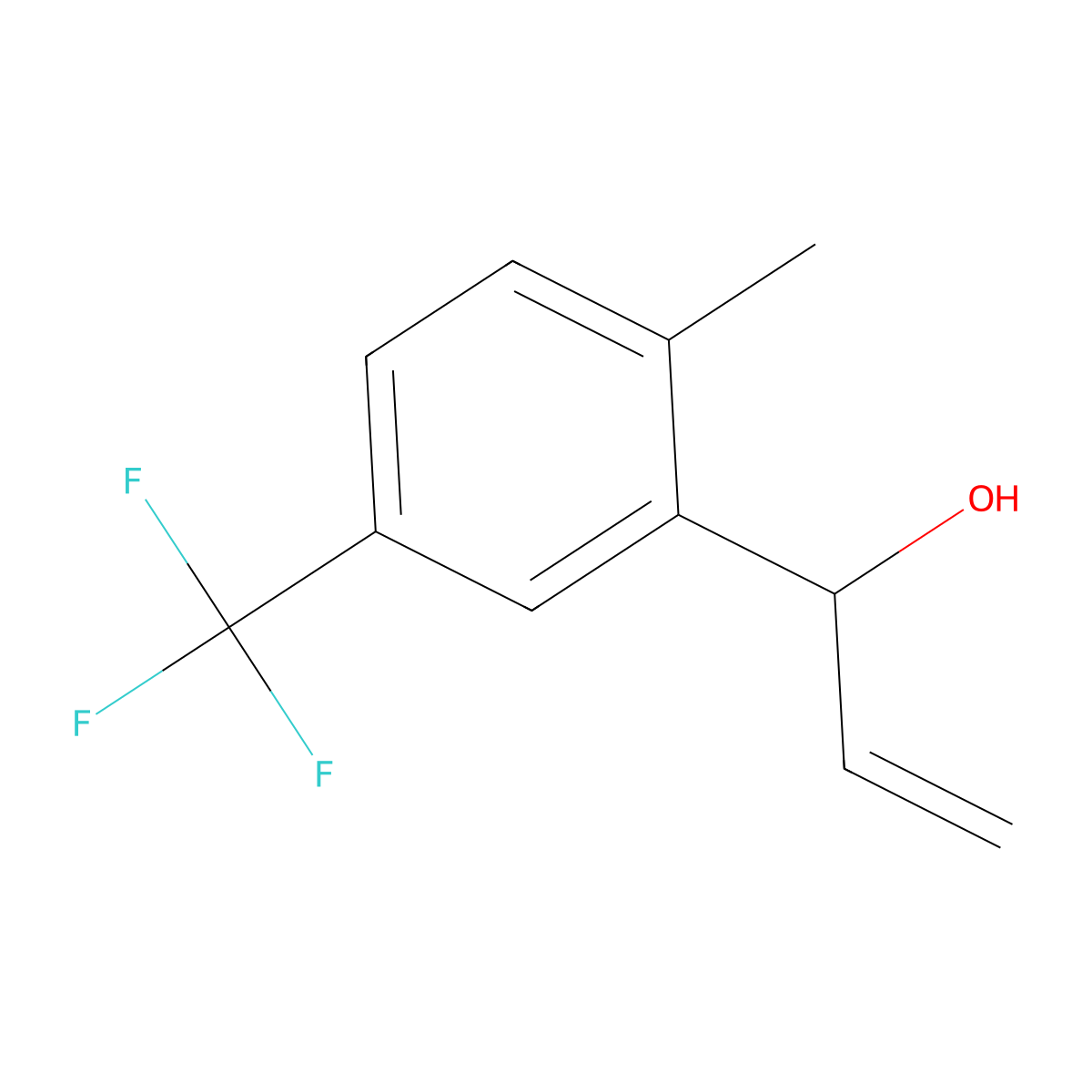 1-(2-Methyl-5-(trifluoromethyl)phenyl)prop-2-en-1-ol molecular structure, CAS 3002443-39-9