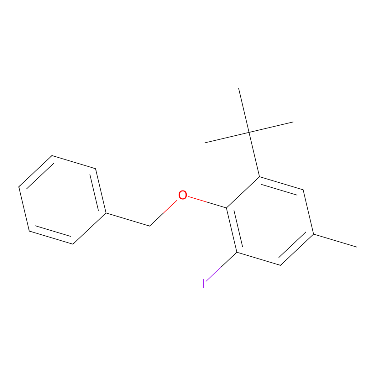 2-(Benzyloxy)-1-(tert-butyl)-3-iodo-5-methylbenzene molecular structure, CAS 3002443-52-6