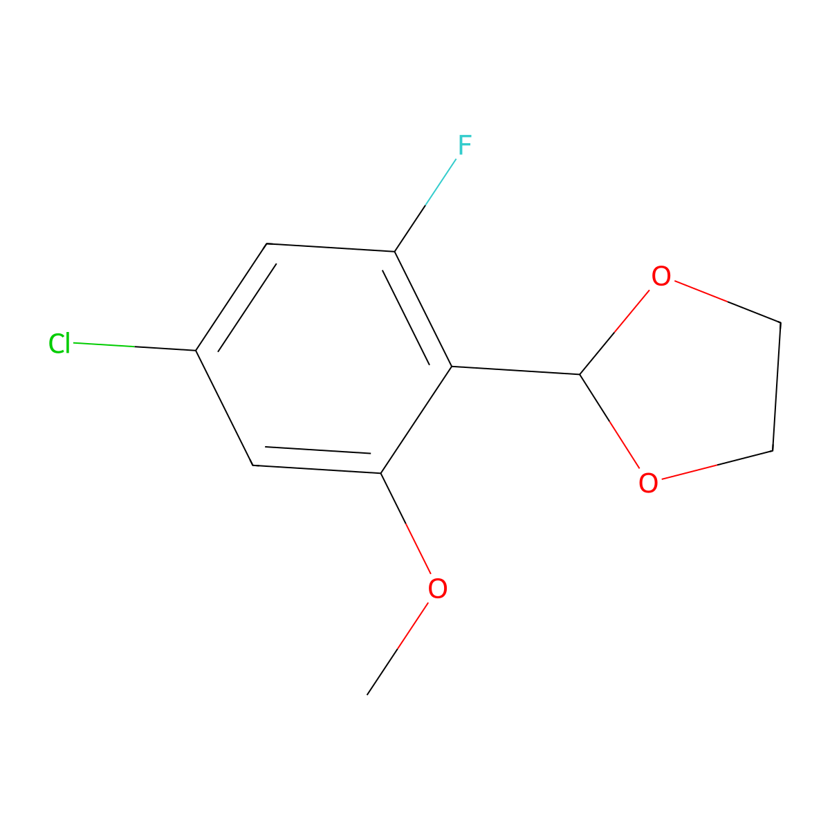 2-(4-Chloro-2-fluoro-6-methoxyphenyl)-1,3-dioxolane molecular structure, CAS 3002444-60-9