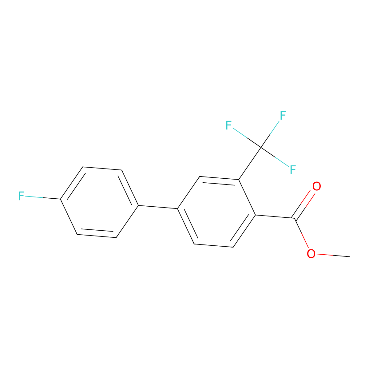 Methyl 4'-fluoro-3-(trifluoromethyl)-[1,1'-biphenyl]-4-carboxylate molecular structure, CAS 3002445-04-4