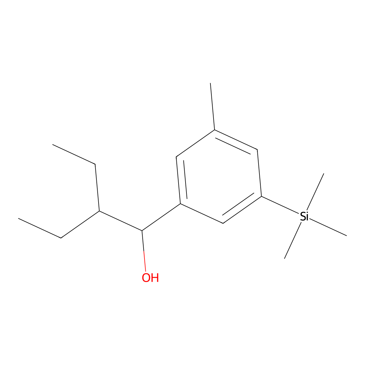 2-Ethyl-1-(3-methyl-5-(trimethylsilyl)phenyl)butan-1-ol molecular structure, CAS 3002445-92-0