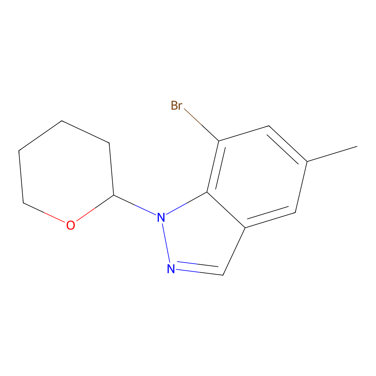 7-bromo-5-methyl-1-(tetrahydro-2H-pyran-2-yl)-1H-indazole molecular structure, CAS 3002446-68-3