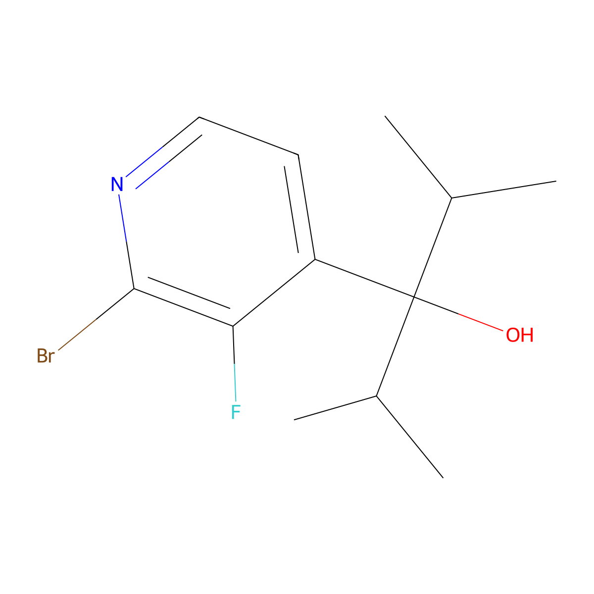 3-(2-Bromo-3-fluoropyridin-4-yl)-2,4-dimethylpentan-3-ol molecular structure, CAS 3002447-09-5