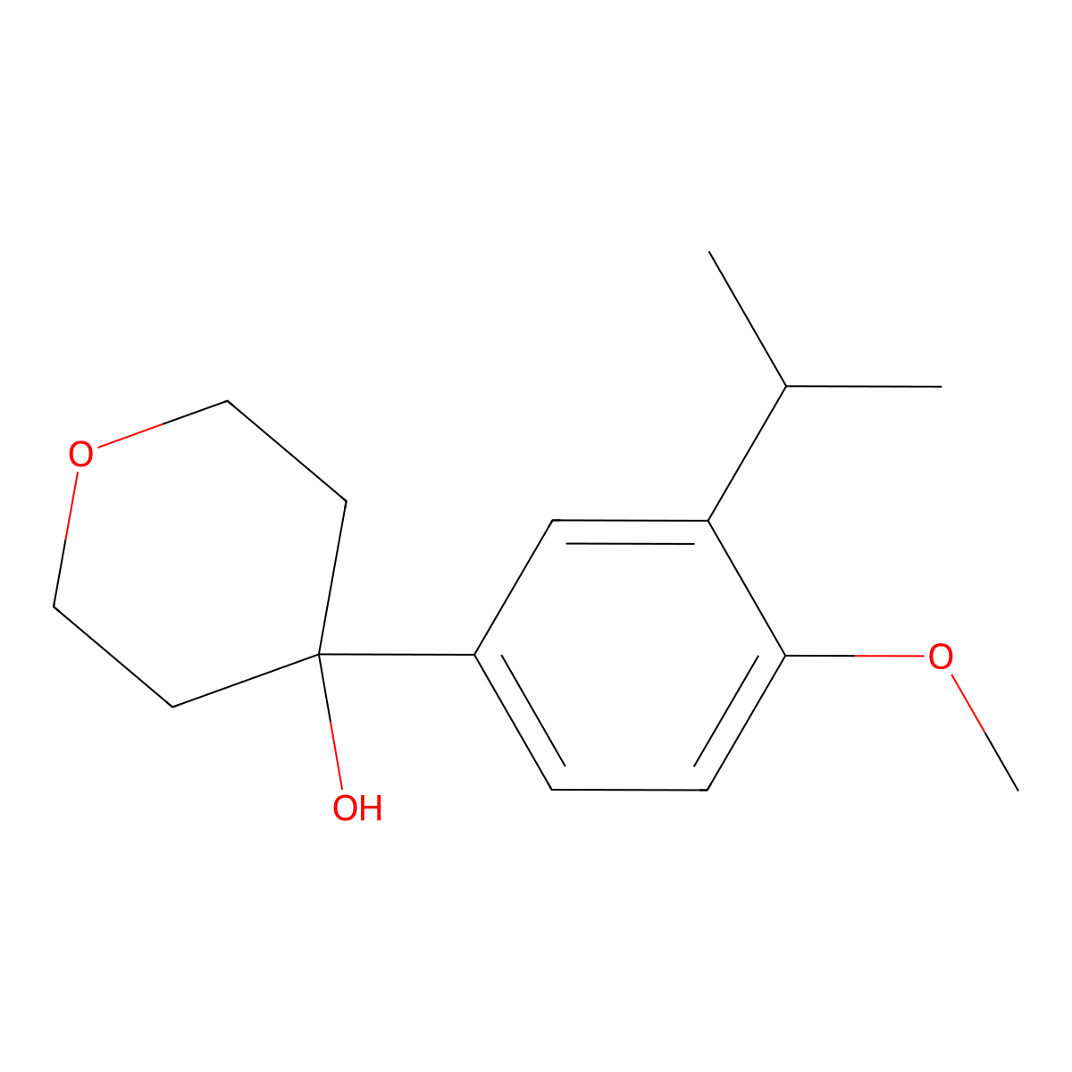 4-(3-isopropyl-4-methoxyphenyl)tetrahydro-2H-pyran-4-ol molecular structure, CAS 3002447-55-1
