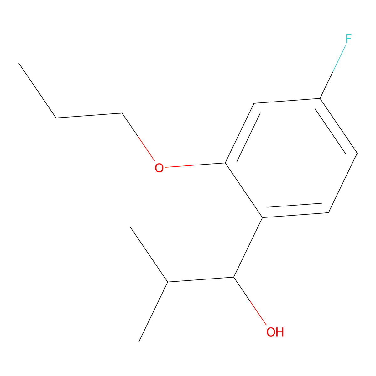1-(4-Fluoro-2-propoxyphenyl)-2-methylpropan-1-ol molecular structure, CAS 3002447-84-6