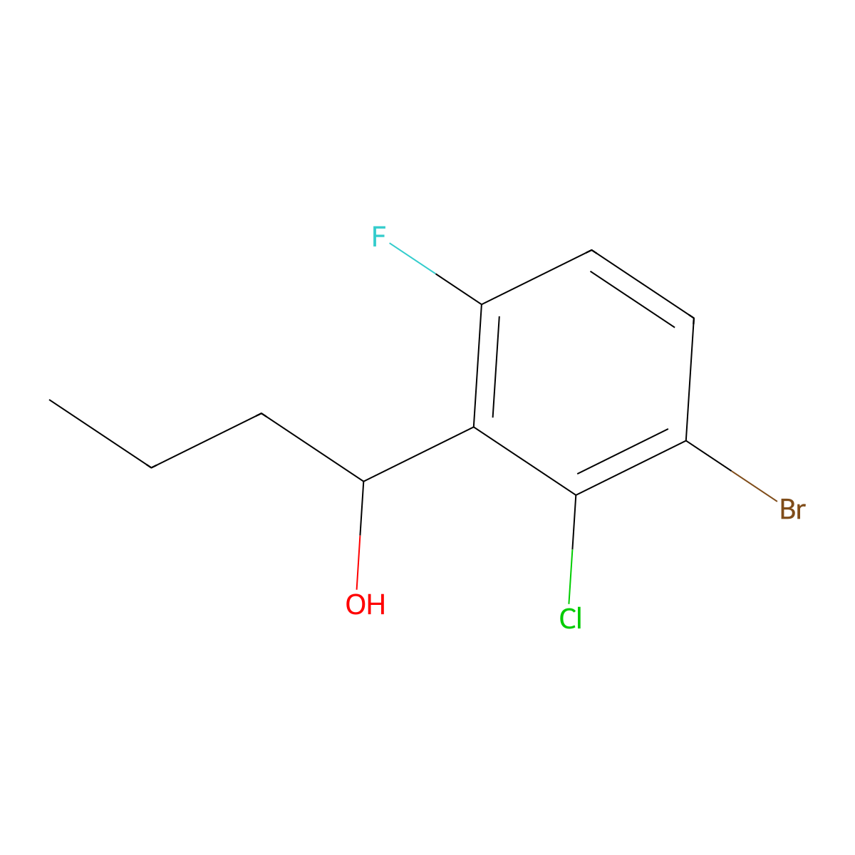 1-(3-Bromo-2-chloro-6-fluorophenyl)butan-1-ol molecular structure, CAS 3002448-35-0