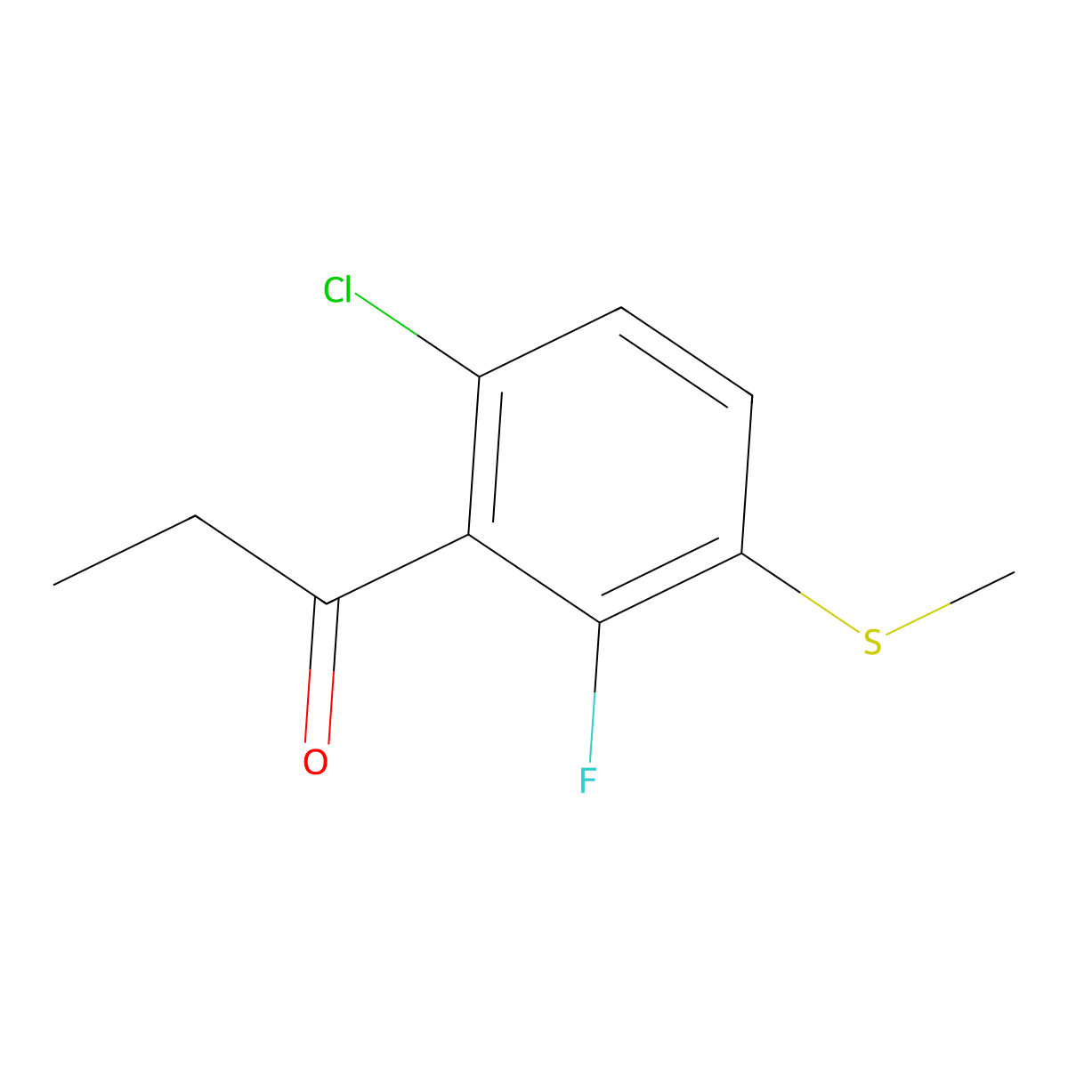 1-(6-Chloro-2-fluoro-3-(methylthio)phenyl)propan-1-one molecular structure, CAS 3002448-58-7