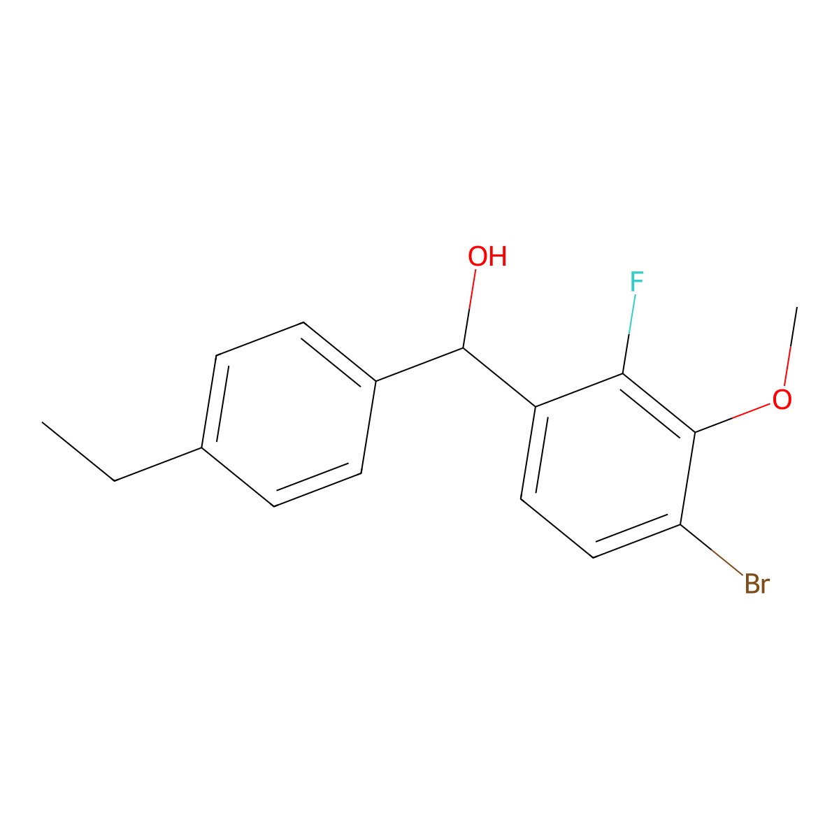 (4-Bromo-2-fluoro-3-methoxyphenyl)(4-ethylphenyl)methanol molecular structure, CAS 3002449-17-1