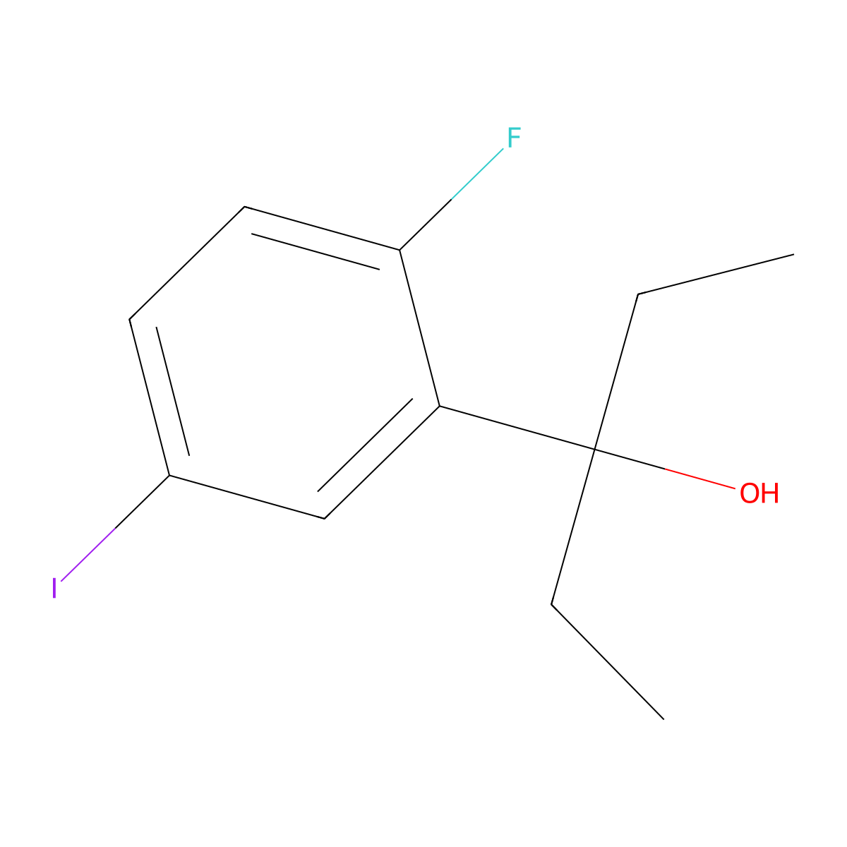 3-(2-Fluoro-5-iodophenyl)pentan-3-ol molecular structure, CAS 3002449-42-2