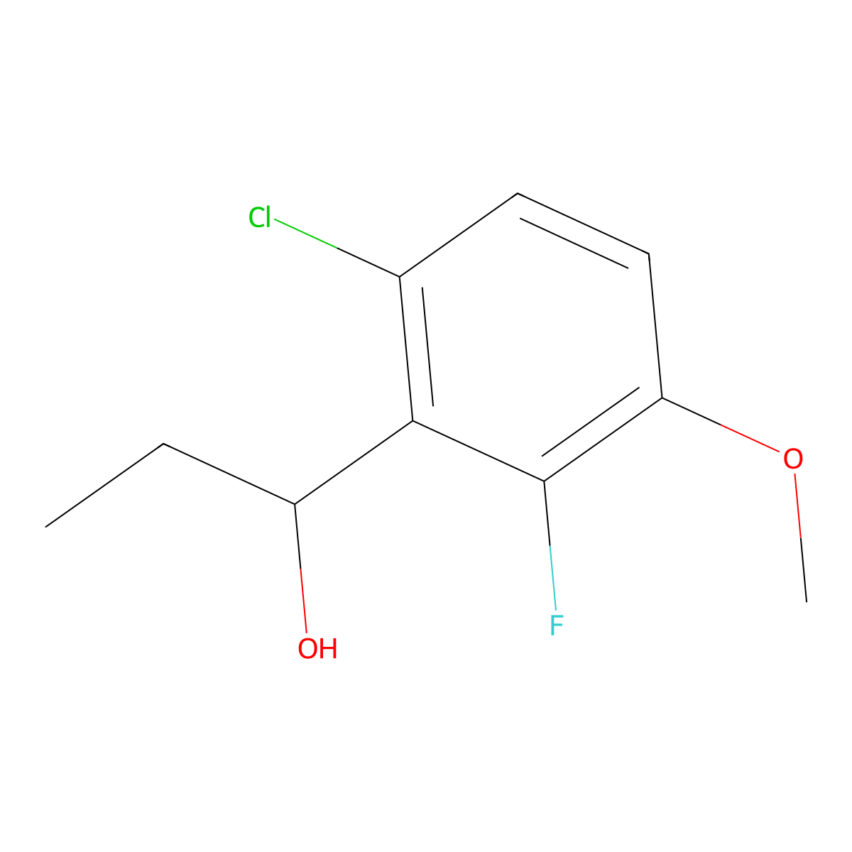 1-(6-Chloro-2-fluoro-3-methoxyphenyl)propan-1-ol molecular structure, CAS 3002449-51-3