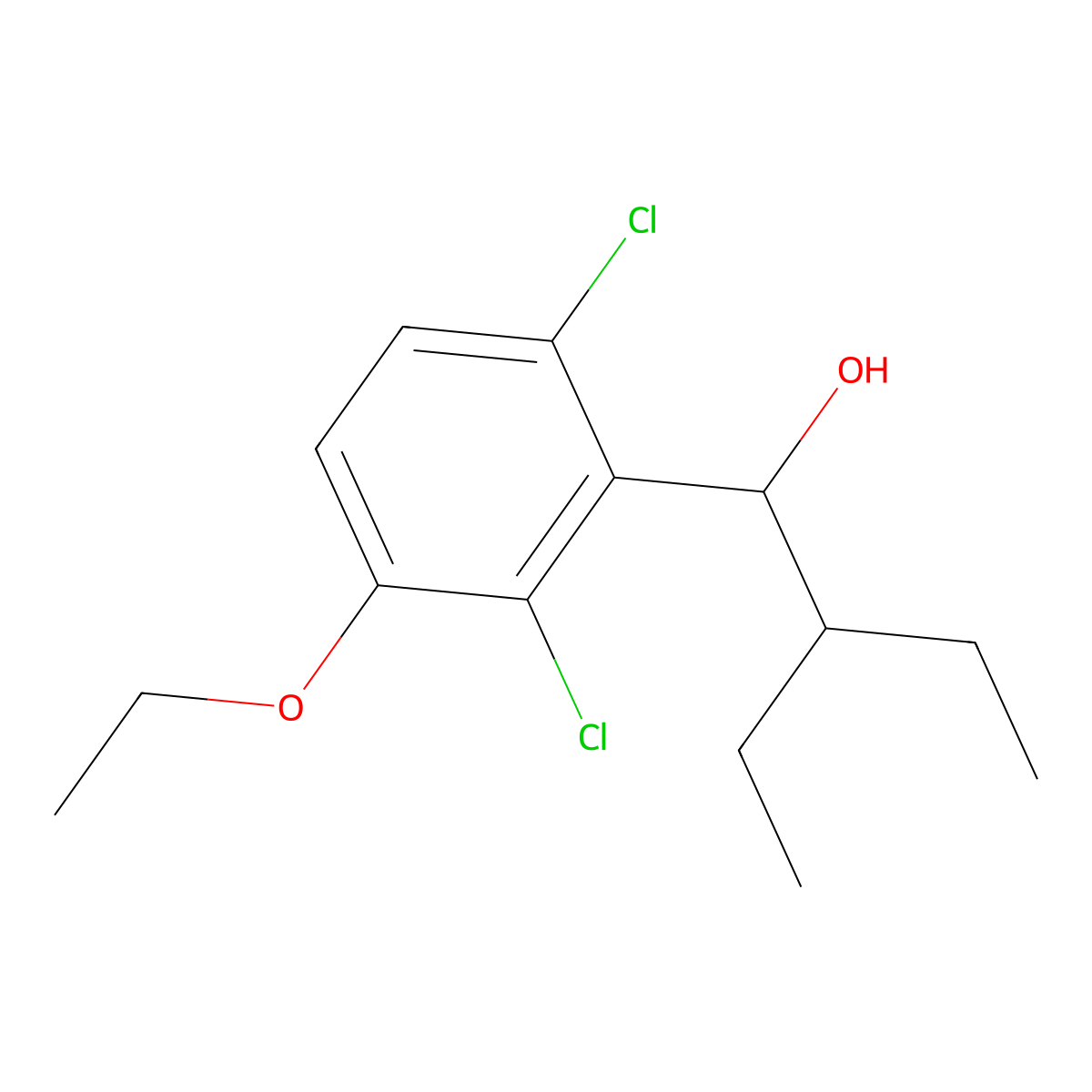 1-(2,6-Dichloro-3-ethoxyphenyl)-2-ethylbutan-1-ol molecular structure, CAS 3002451-01-3