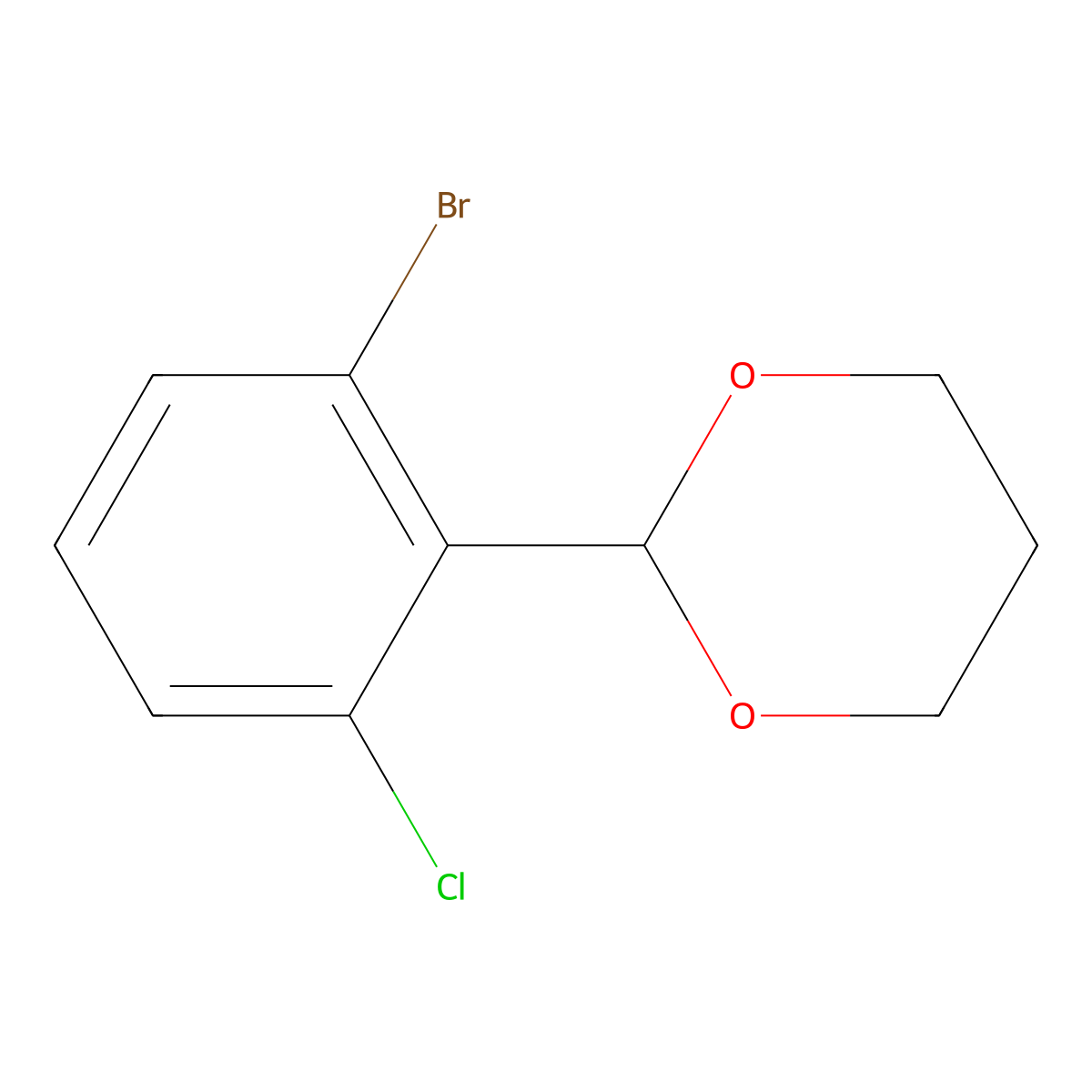 2-(2-Bromo-6-chlorophenyl)-1,3-dioxane molecular structure, CAS 3002452-36-7