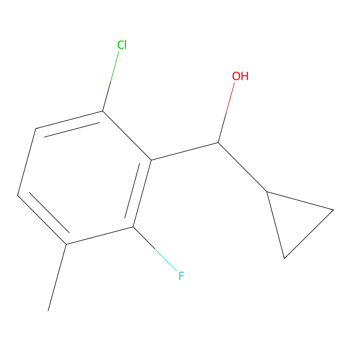 (6-Chloro-2-fluoro-3-methylphenyl)(cyclopropyl)methanol molecular structure, CAS 3002452-68-5