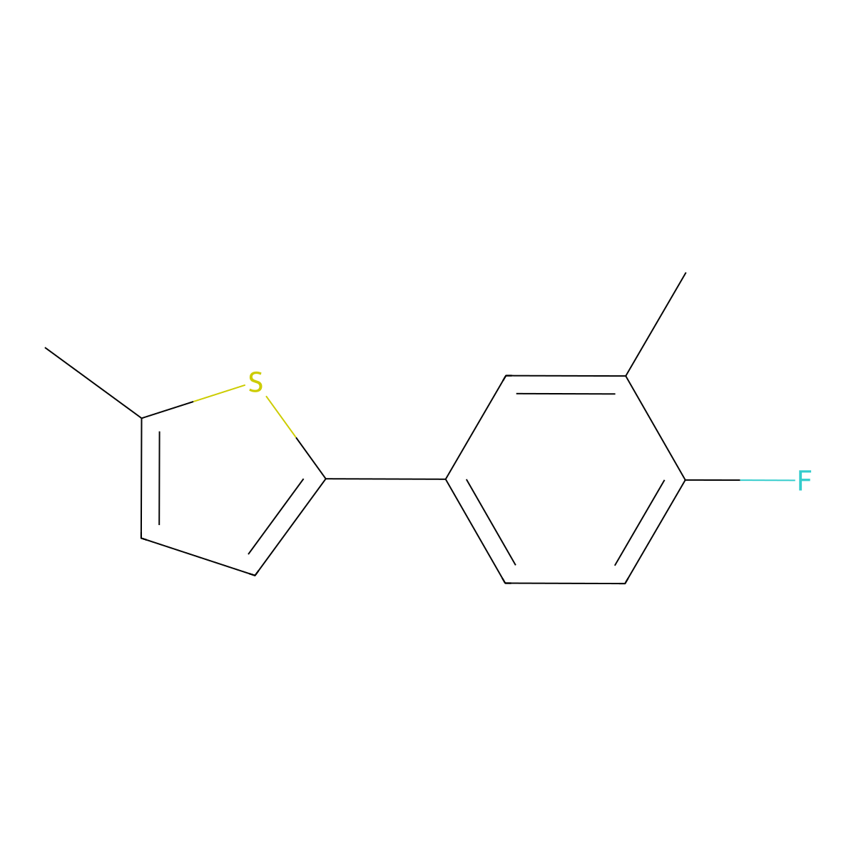 2-(4-Fluoro-3-methylphenyl)-5-methylthiophene molecular structure, CAS 3002453-67-7