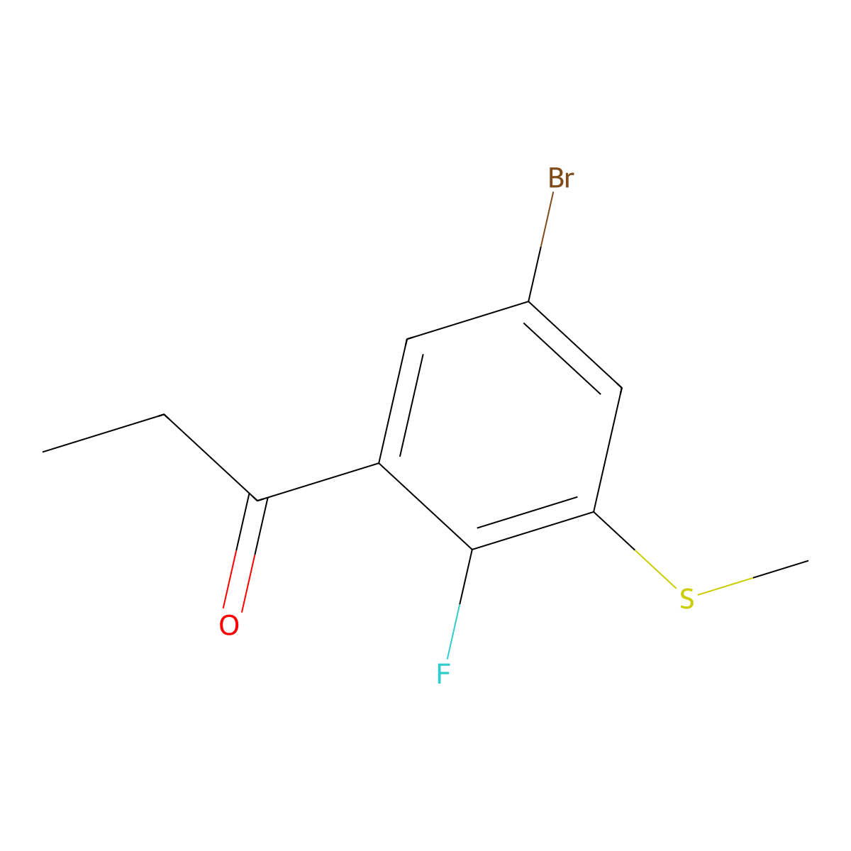 1-(5-Bromo-2-fluoro-3-(methylthio)phenyl)propan-1-one molecular structure, CAS 3002453-78-0