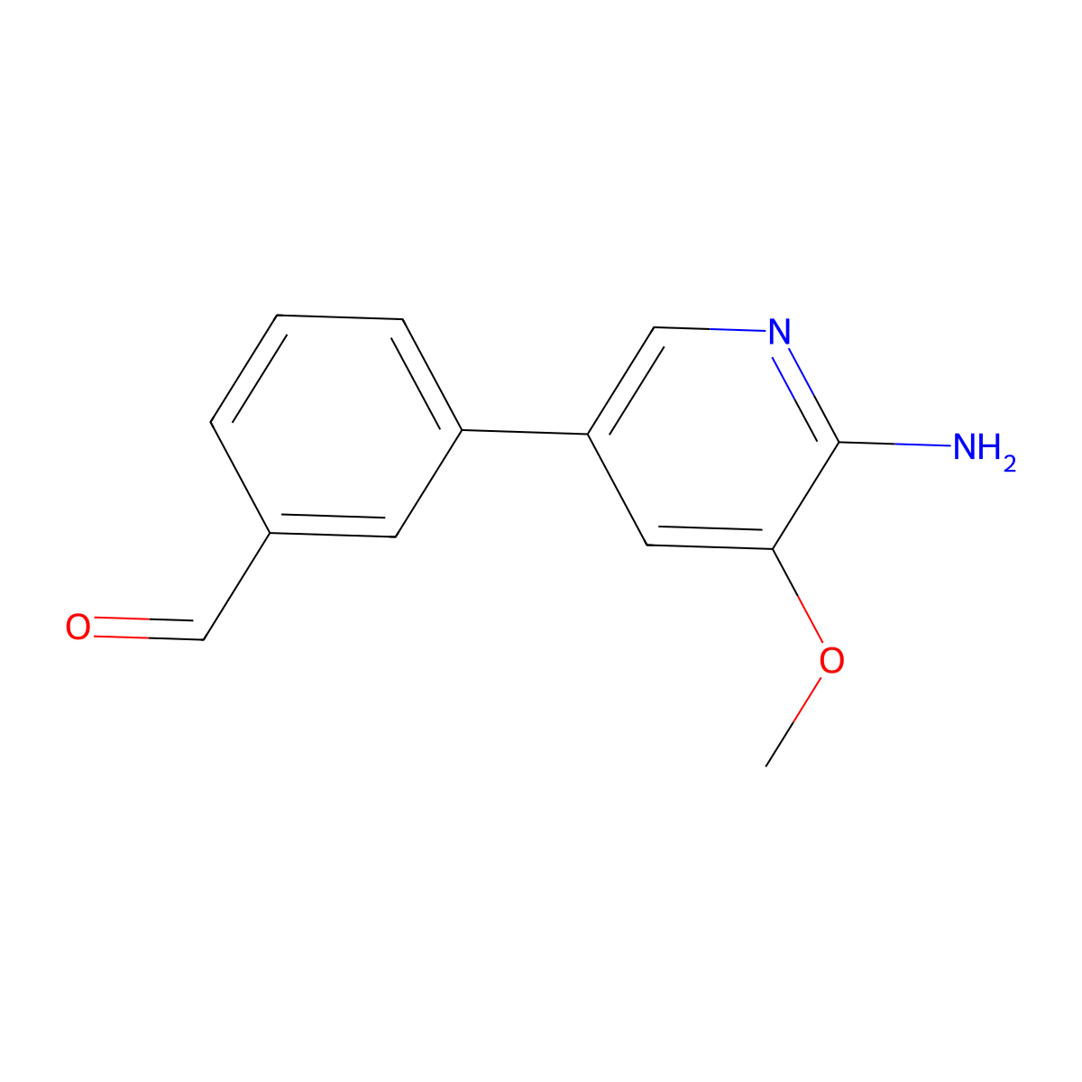 3-(6-Amino-5-methoxypyridin-3-yl)benzaldehyde molecular structure, CAS 3002453-99-5