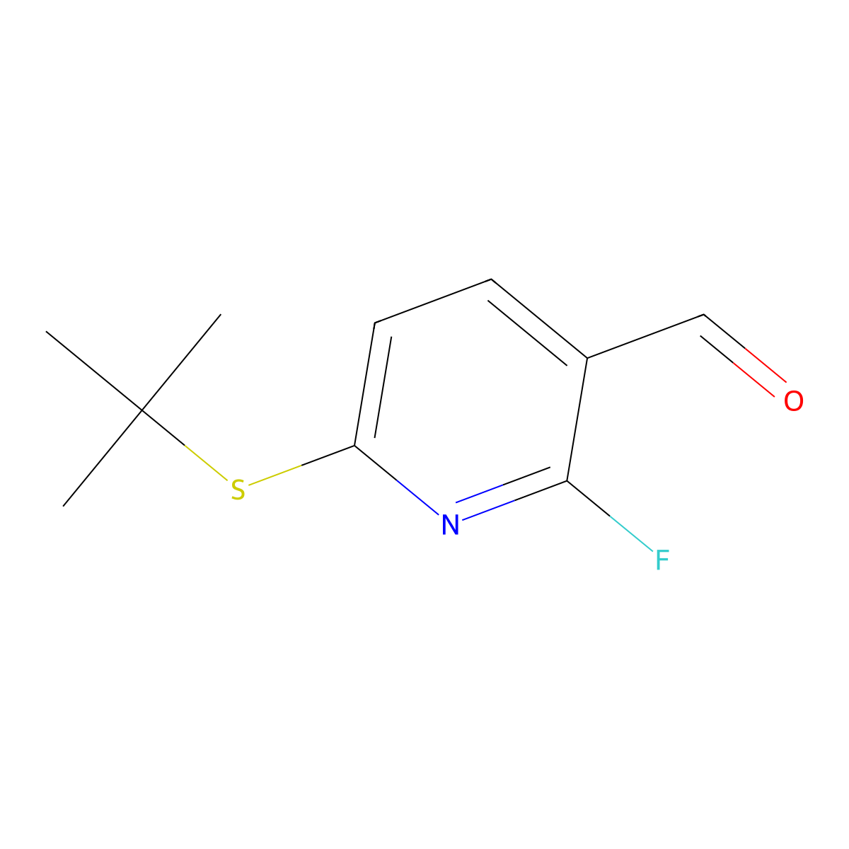 6-(Tert-butylthio)-2-fluoronicotinaldehyde molecular structure, CAS 3002455-99-1