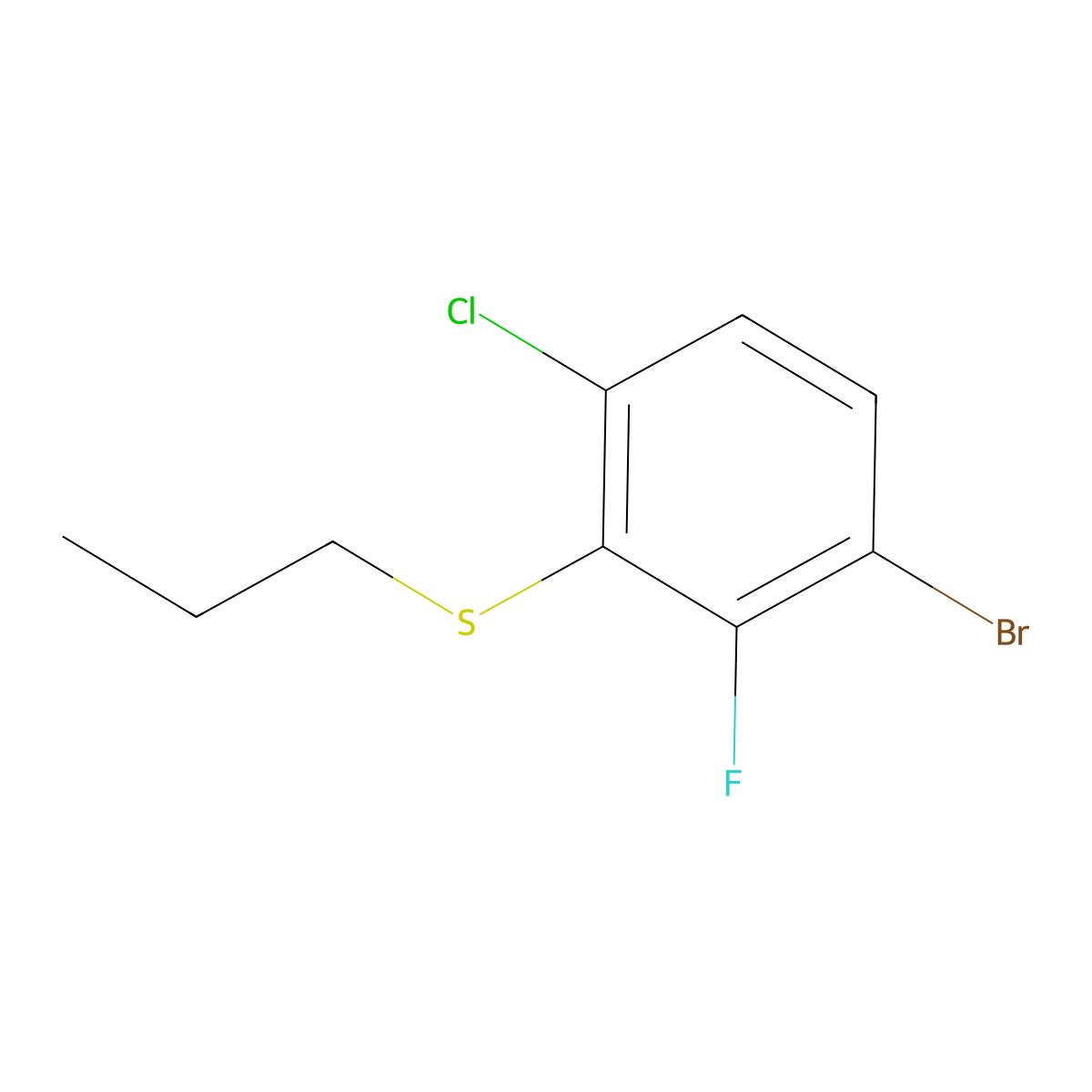 (3-Bromo-6-chloro-2-fluorophenyl)(propyl)sulfane molecular structure, CAS 3002456-50-7