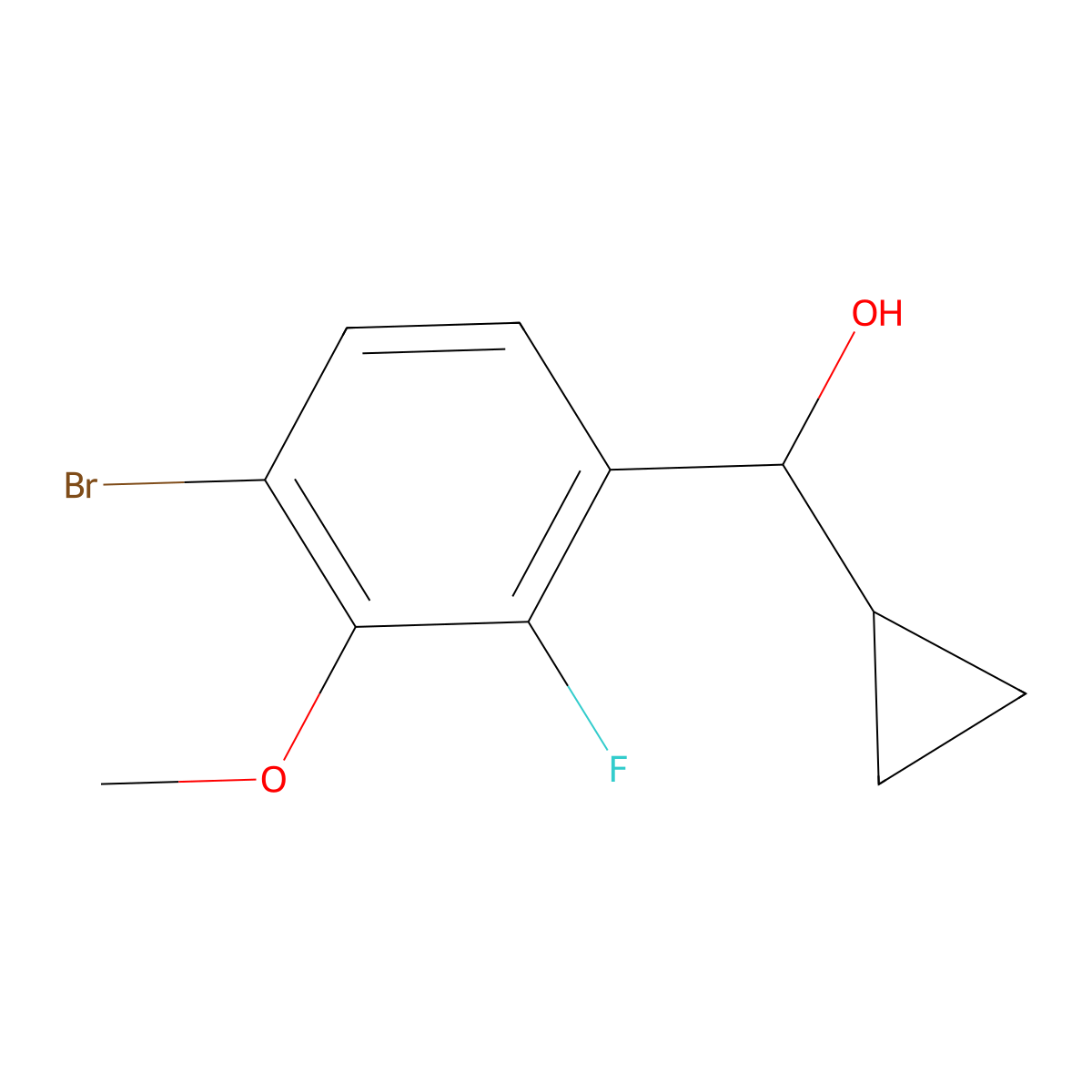 (4-Bromo-2-fluoro-3-methoxyphenyl)(cyclopropyl)methanol molecular structure, CAS 3002456-61-0