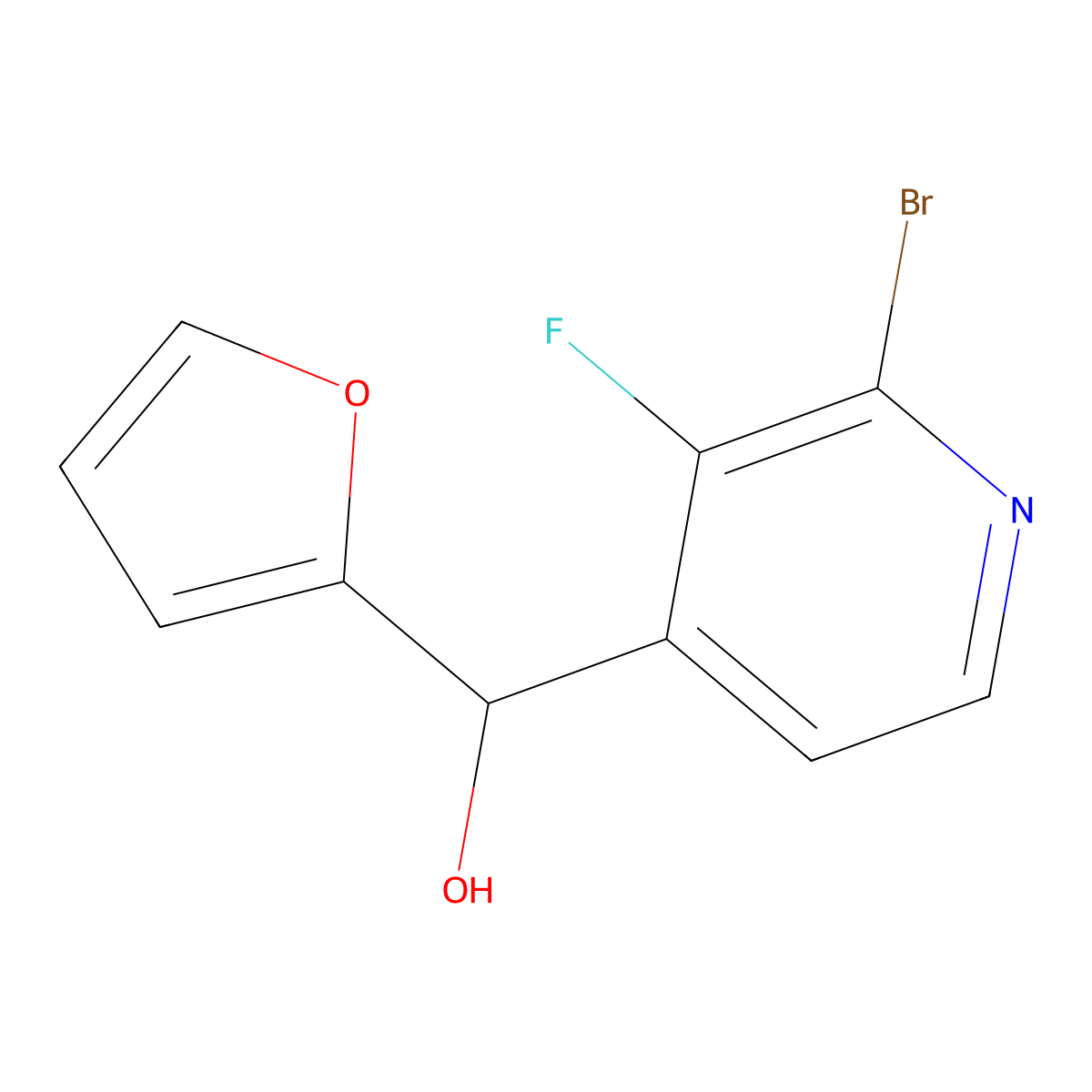(2-Bromo-3-fluoropyridin-4-yl)(furan-2-yl)methanol molecular structure, CAS 3002457-28-2