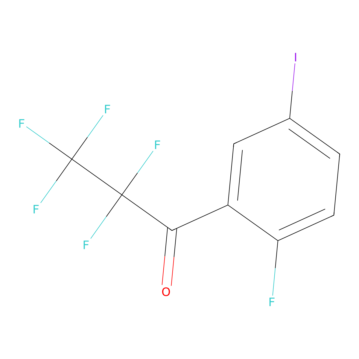 2,2,3,3,3-Pentafluoro-1-(2-fluoro-5-iodophenyl)propan-1-one molecular structure, CAS 3002457-72-6