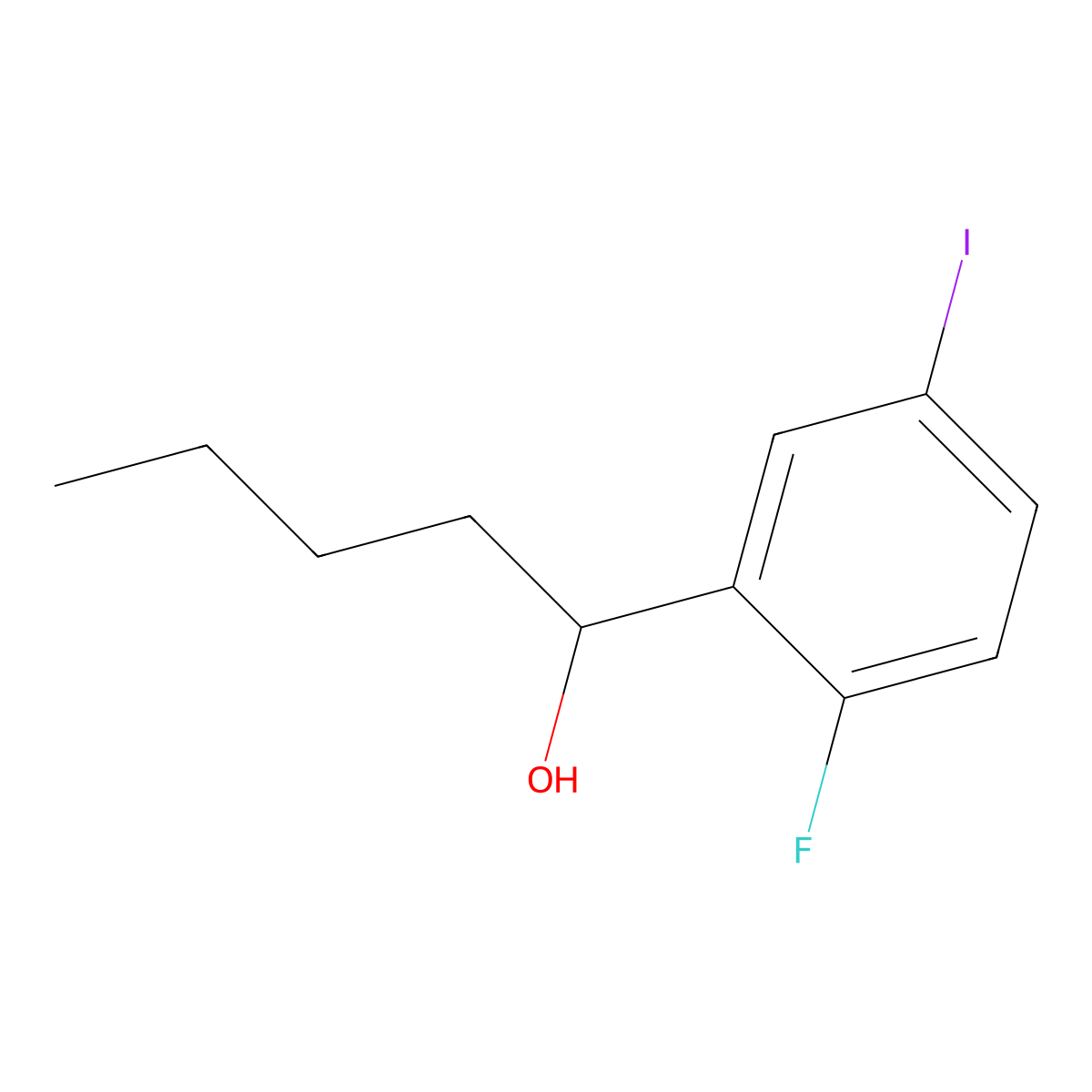 1-(2-Fluoro-5-iodophenyl)pentan-1-ol molecular structure, CAS 3002457-77-1