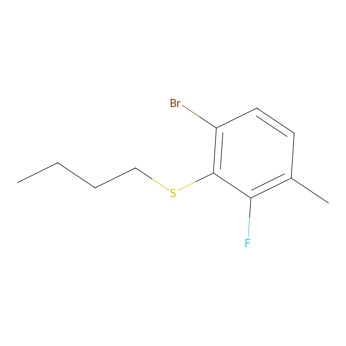 (6-Bromo-2-fluoro-3-methylphenyl)(butyl)sulfane molecular structure, CAS 3002458-87-6