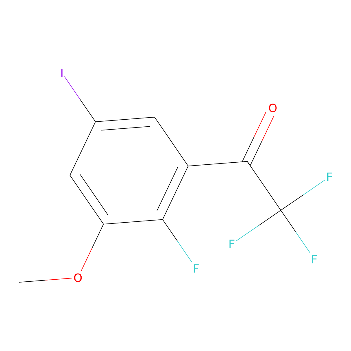 2,2,2-Trifluoro-1-(2-fluoro-5-iodo-3-methoxyphenyl)ethanone molecular structure, CAS 3002459-11-9