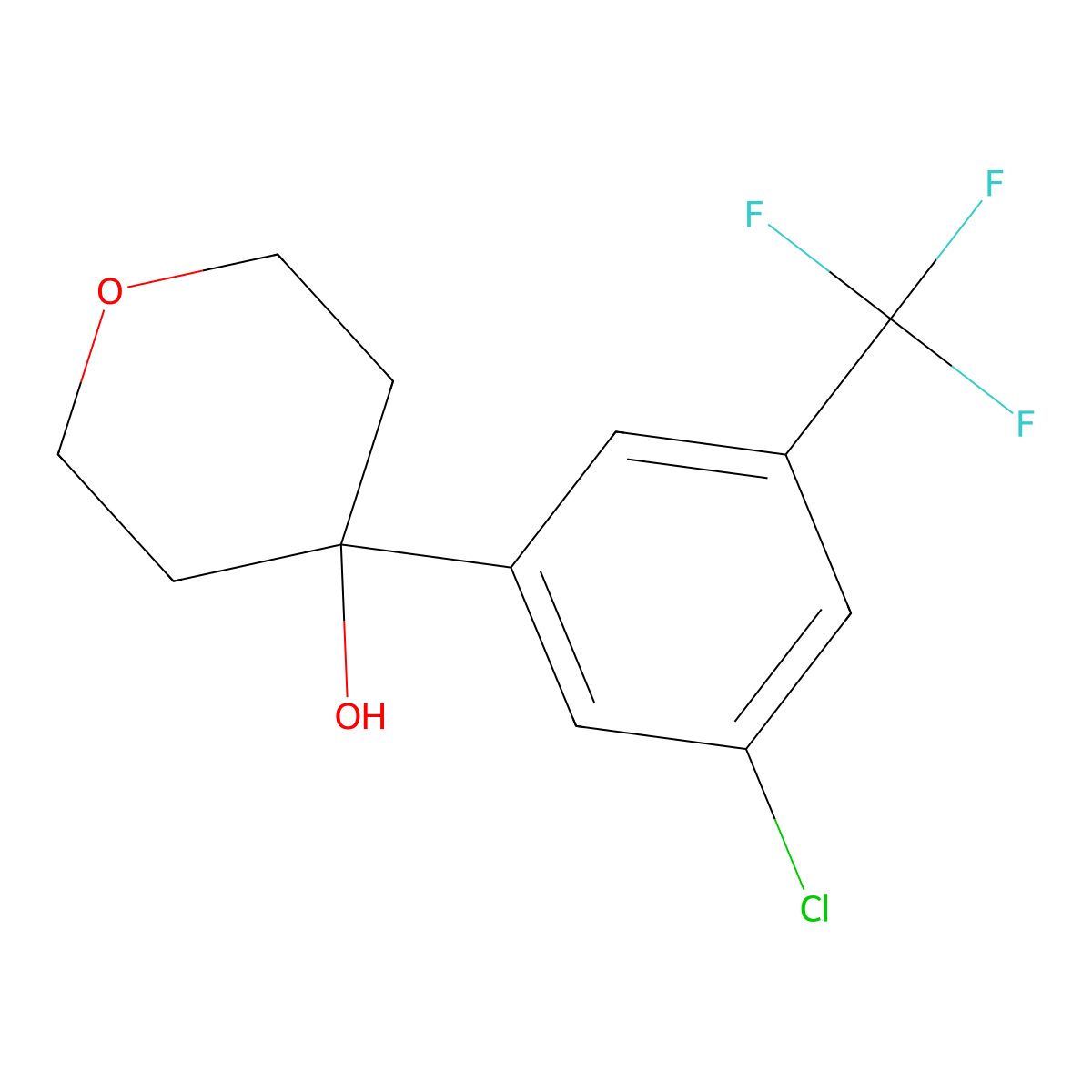 4-(3-chloro-5-(trifluoromethyl)phenyl)tetrahydro-2H-pyran-4-ol molecular structure, CAS 3002459-15-3