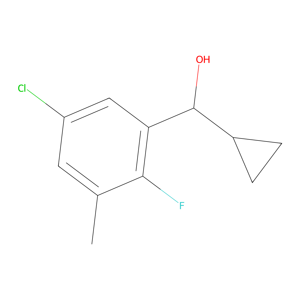 (5-Chloro-2-fluoro-3-methylphenyl)(cyclopropyl)methanol molecular structure, CAS 3002459-52-8