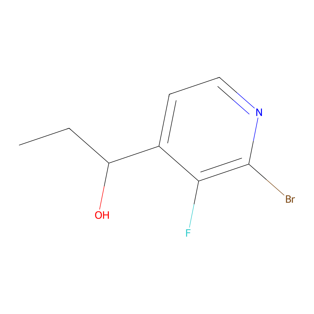 1-(2-Bromo-3-fluoropyridin-4-yl)propan-1-ol molecular structure, CAS 3002459-64-2